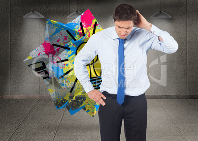 Composite image of thinking businessman scratching head