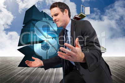 Composite image of businessman posing with arms out
