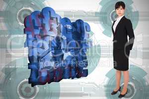 Composite image of serious businesswoman