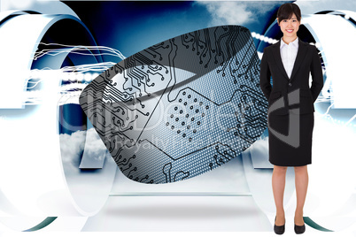 Composite image of businesswoman standing