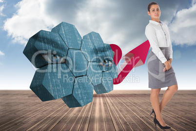 Composite image of focused businesswoman