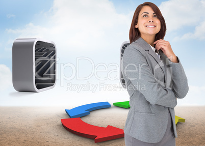 Composite image of thoughtful businesswoman