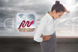 Composite image of smiling thoughtful businesswoman