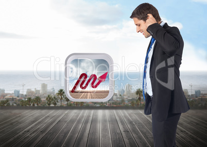 Composite image of thinking businessman scratching head