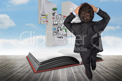 Composite image of shouting businessman