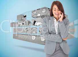 Composite image of happy thinking businesswoman