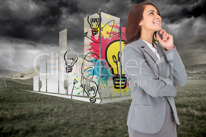 Composite image of happy businesswoman