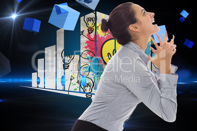 Composite image of frustrated businesswoman shouting