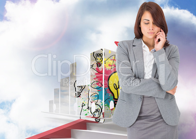 Composite image of thinking businesswoman