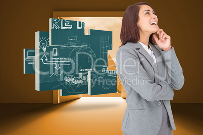 Composite image of happy businesswoman