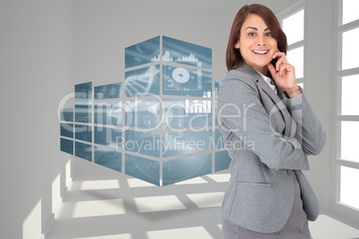 Composite image of happy businesswoman