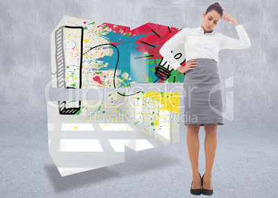 Composite image of focused businesswoman