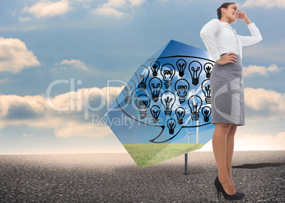 Composite image of happy businesswoman