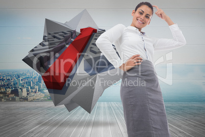 Composite image of smiling thoughtful businesswoman