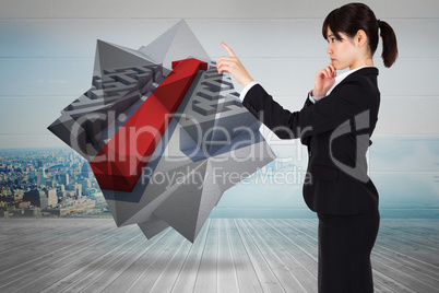 Composite image of thoughtful businesswoman pointing Composite image of thoughtful businesswoman pointing