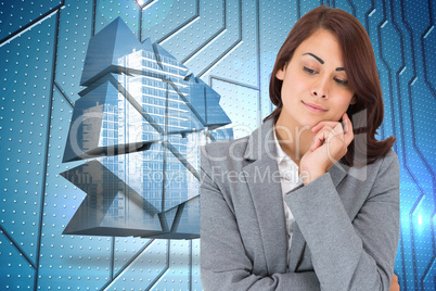 Composite image of smiling thoughtful businesswoman