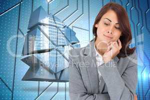 Composite image of smiling thoughtful businesswoman