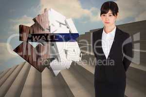 Composite image of serious businesswoman