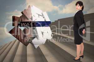 Composite image of serious businesswoman