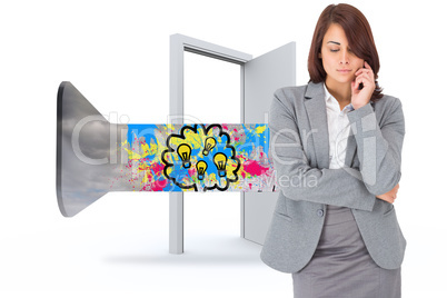 Composite image of thinking businesswoman