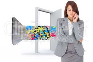 Composite image of thinking businesswoman