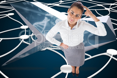 Composite image of smiling thoughtful businesswoman