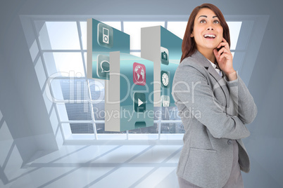 Composite image of happy businesswoman