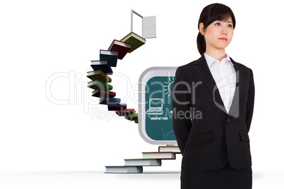 Composite image of serious businesswoman