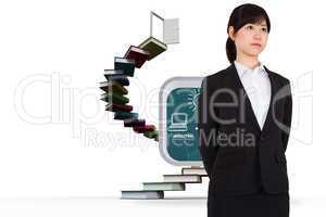 Composite image of serious businesswoman