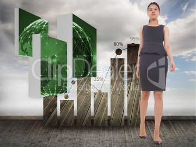 Composite image of asian businesswoman walking