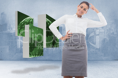 Composite image of smiling thoughtful businesswoman