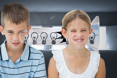 Composite image of furious brother and sister posing together