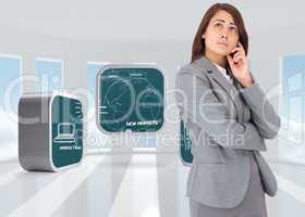 Composite image of thinking businesswoman