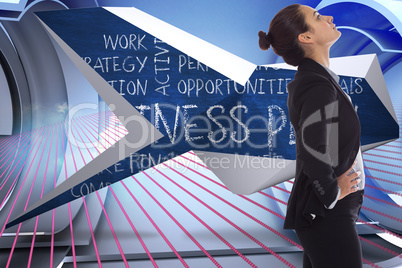 Composite image of serious businesswoman