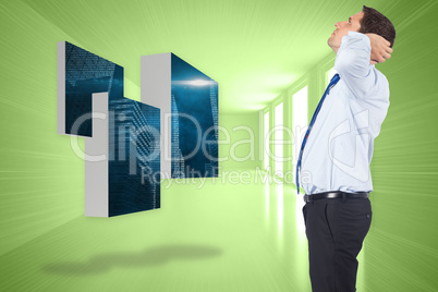 Composite image of thinking businessman scratching head