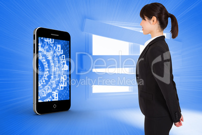 Composite image of businesswoman standing