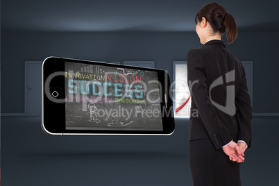 Composite image of businesswoman standing