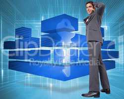 Composite image of thinking businessman scratching head