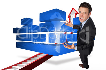 Composite image of stressed businessman gesturing