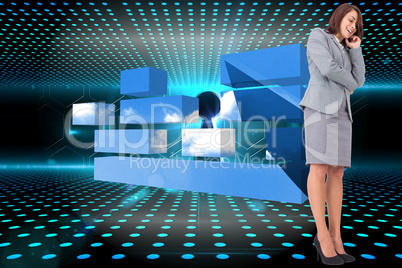 Composite image of smiling thoughtful businesswoman