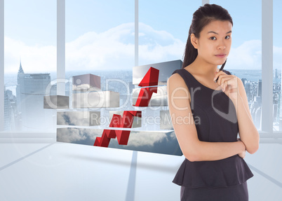 Composite image of thinking businesswoman