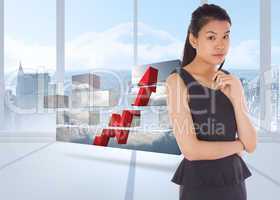 Composite image of thinking businesswoman