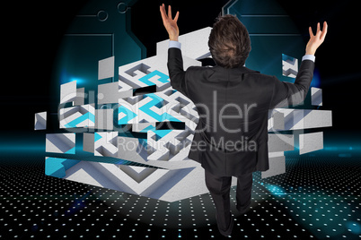 Composite image of gesturing businessman