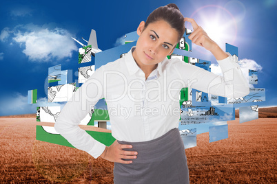 Composite image of smiling thoughtful businesswoman