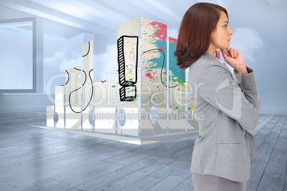 Composite image of concentrating businesswoman