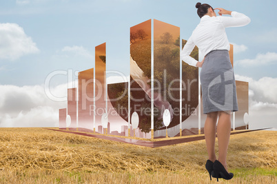 Composite image of businesswoman scratching her head Composite image of businesswoman scratching her head
