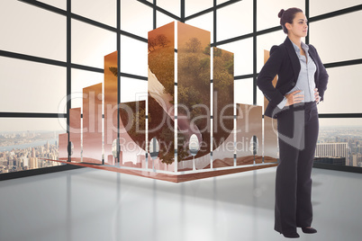 Composite image of serious businesswoman