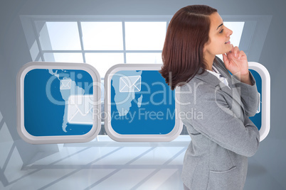 Composite image of smiling thoughtful businesswoman