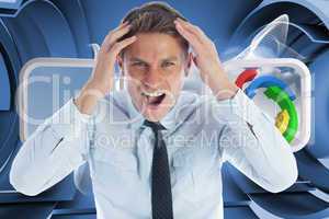 Composite image of stressed businessman shouting