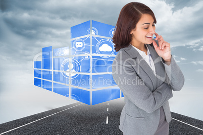 Composite image of smiling thoughtful businesswoman